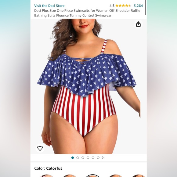 24 Plus Flag One Piece Swimsuit - Picture 2 of 2